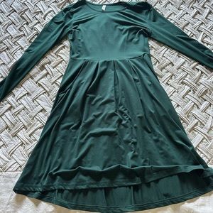 Forest green Scoop Neck Long Sleeve Swing Dress. Size M
